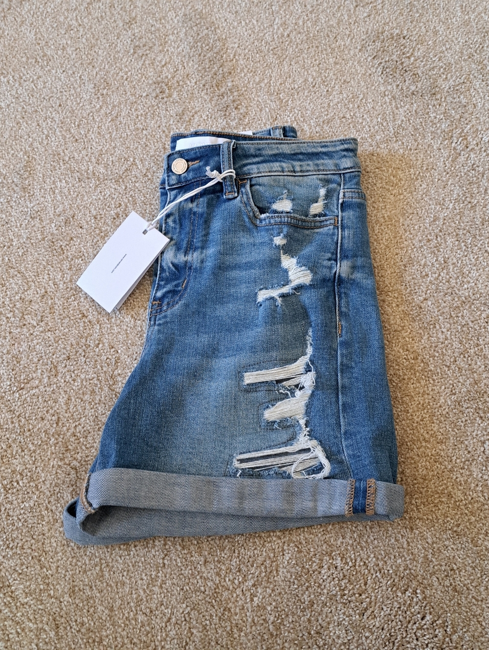 Vervet Blue Jean Shorts Womens Size Medium Stretch Distressed Denim Rolled Cuff